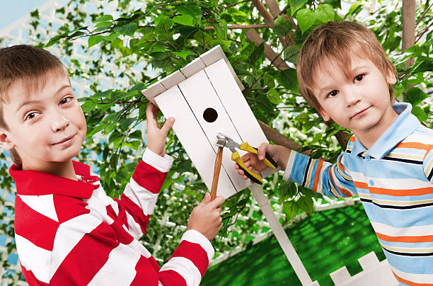 istock Boys make a birdhouse for the birds 137306536