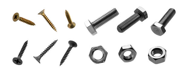 istock Screws, bolts and nuts on a white background 1373067312