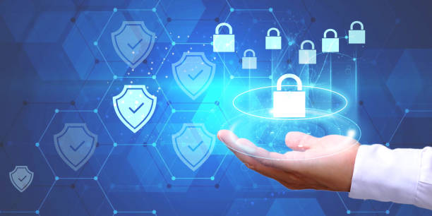 istock Global networking connection, businessman holding shield with padlock in hand, data protection and network security, insurance business, internet fire wall, and crime cyber protection 1373069590