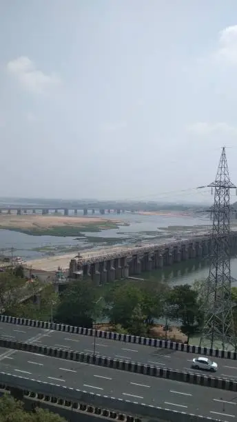 Photo of Image of prakasham bridge Vijayawada kanaka Durga flyover stock photo