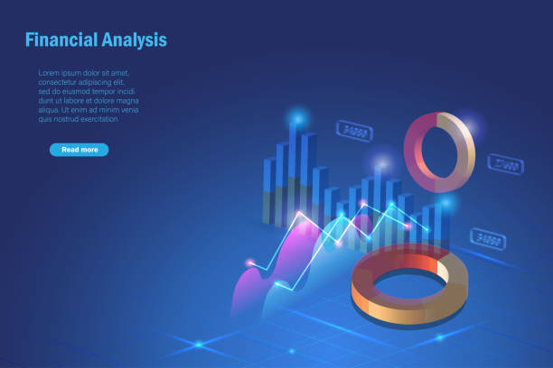 istock Financial analysis, business intelligence, stock market statistics. 3D analysing growth graph chart on computer screen for business success and acheivement. 1373073236