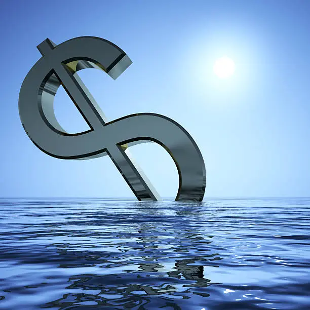 Photo of Dollar Sinking And Sun Showing Economic Recession
