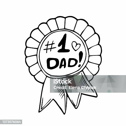 istock Doodle Best Dad prize. Medal for dad. Happy Fathers day concept. 1373076064