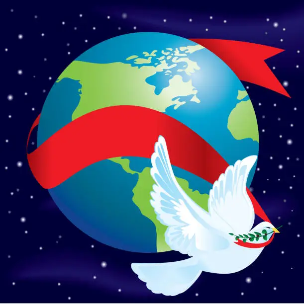 Vector illustration of Peace Dove at Night