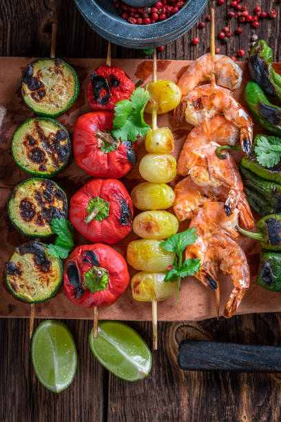 istock Hot roasted skewer as a summer snack for bbq. 1373082588