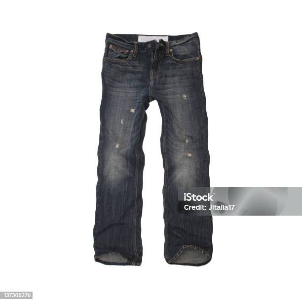 Foto de Destructed Jeans Para Homensfundo Branco e mais fotos de stock de Algodão - Material Têxtil - Algodão - Material Têxtil, Antigo, Azul