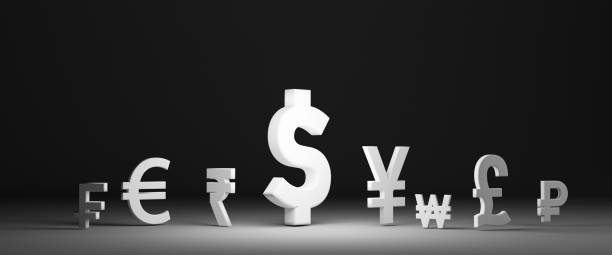 istock White currency sign with glowing light on dark background include dollar Yuan Yen Pound sterling and Euro for main currency exchange and forex concept by 3d render. 1373083714