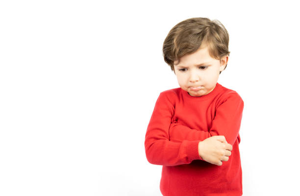 pretty toddler looking to - over white