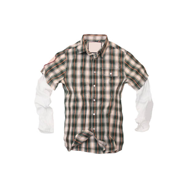 Plaid Twofer Shirt on White Background