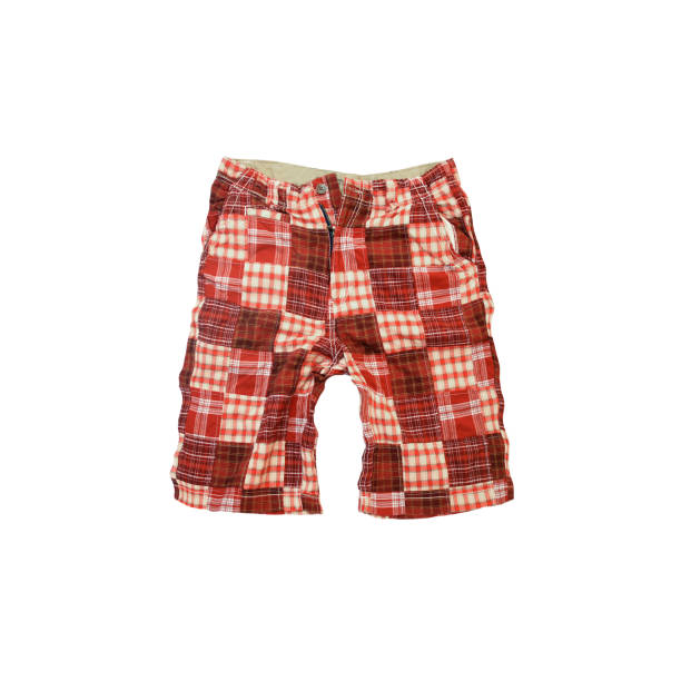 istock Red Plaid Shorts on White Background 137308404