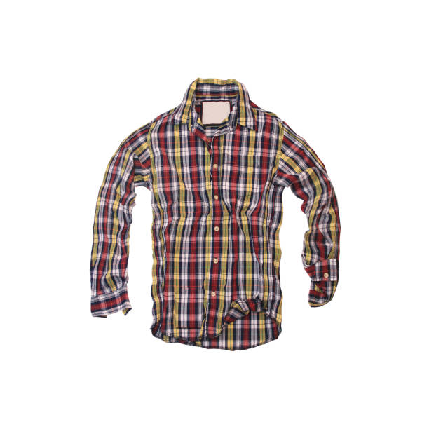 istock Plaid Shirt - Red, Yellow and Black on White Background 137308513
