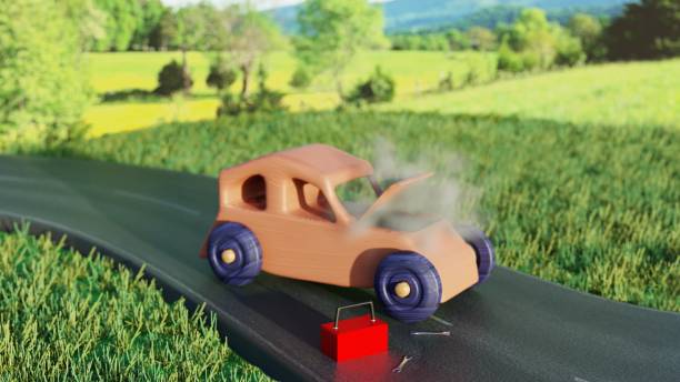 istock Wooden Car Broken Down on Country Road 1373088709