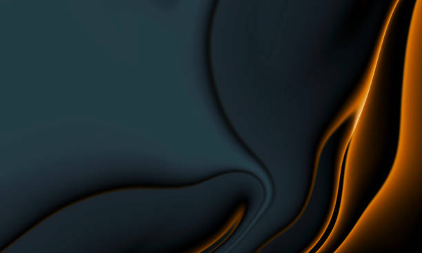メタリック抽象的な波状の液体の背景。高級イエローブラックフレームレイアウトデザイン技術の革新。 - abstract backgrounds brown flowing点のイラスト素材／クリップアート素材／マンガ素材／アイコン素材
