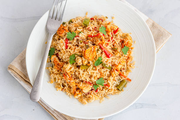 istock Indo-Chinese Chicken Fried Rice Top Down Close-Up Photo 1373092210