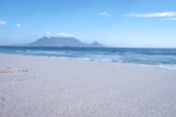 Bloubergstrand Cape Town South Africa on a bright summer day, Blouberg beach, withe powder sand and blue ocean.