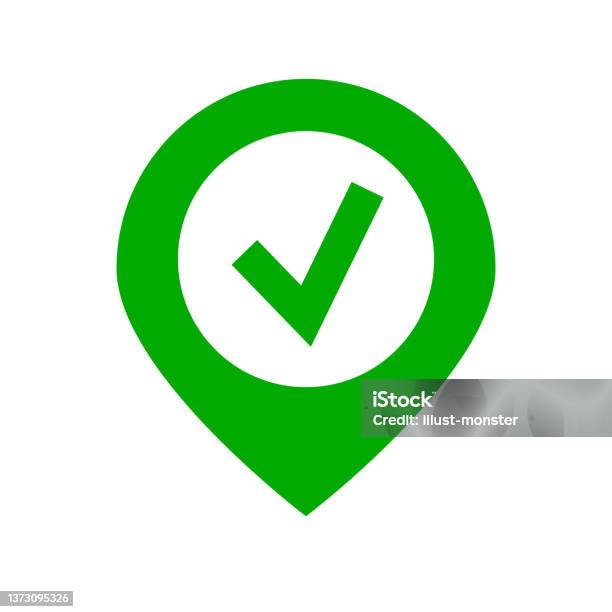Check Point Map Pin With Check Mark Vector Stock Illustration ...
