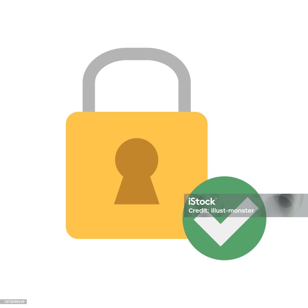 Padlock And Check Mark Security And Authentication Vector Stock ...