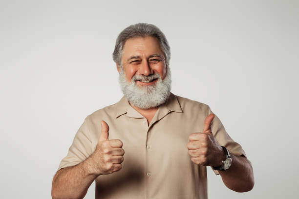 istock Portrait of a real happy old man 1373097421