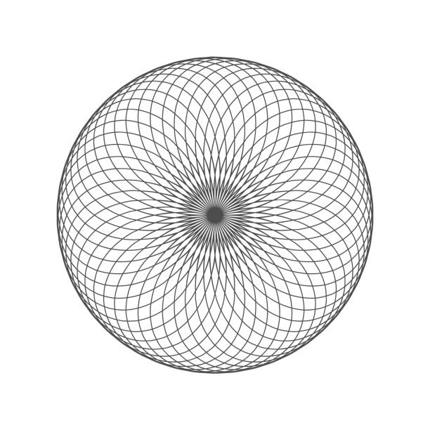 흰색 배경에 스피로 그래프. 추상 와이어프레임 원. - hypotrochoid stock illustrations