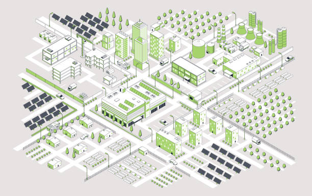 現代メガポリスのコンセプト - residential district illustrations点のイラスト素材／クリップアート素材／マンガ素材／アイコン素材