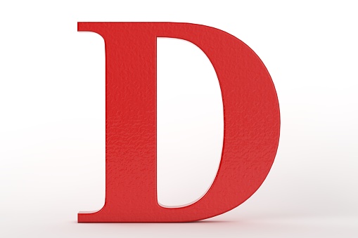 Letter D red on white background
