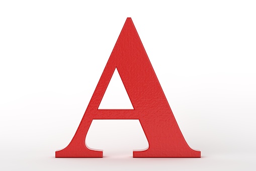 Letter A red on white background