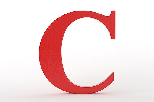 Letter C red on white background