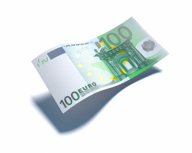 floating 100 euro banknote - one hundred euro banknote stock-fotos und bilder