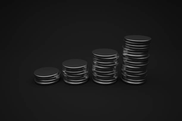 istock Stacking coins with a graph of profit on white background studio shot 3d render 1373109741