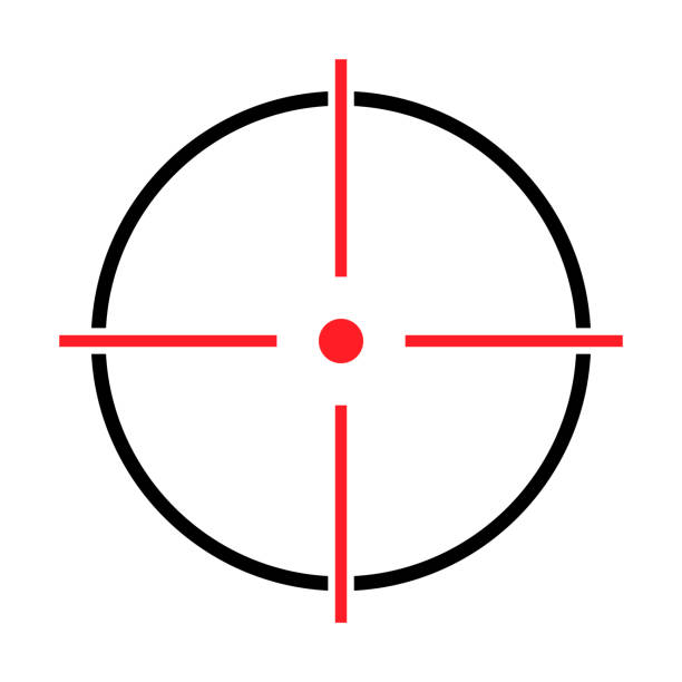 ilustrações de stock, clip art, desenhos animados e ícones de sight gun vector icon. modern target illustration of crosshair symbol for web design. cross mark dot - rifle hunting gun rifle sight