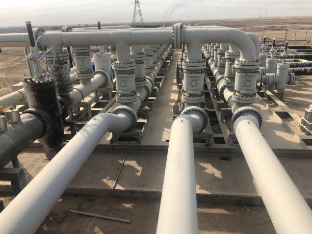 istock Pipe and valve system in the refinery 1373118229