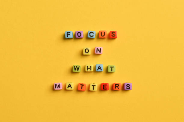 istock Alphabet letters with text FOCUS ON WHAT MATTERS isolated on yellow background 1373123562