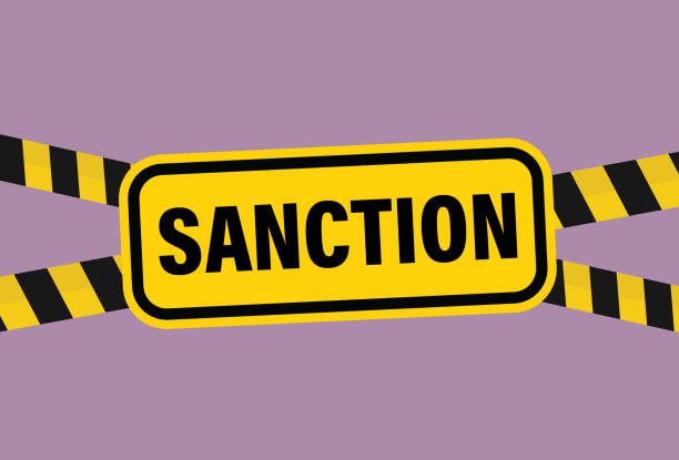 санкционный знак клейкой лентой - business meeting mediation discussion stock illustrations