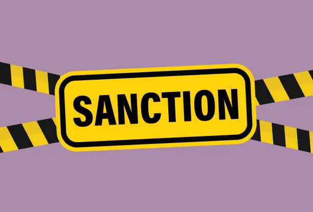 Vector illustration of Sanction sign with adhesive tape