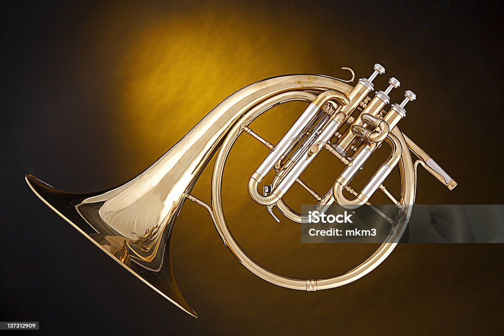 Antique French Horn Isolated Stock Photo - Download Image Now