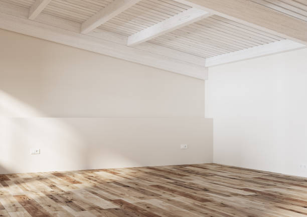istock Rendering product background 3d. Attic room 1373133970