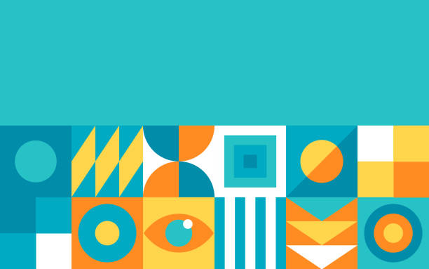 Bauhaus Abstract Geometry Design Frame Bauhaus abstract geometric shapes background design with space for your copy. colorful page borders stock illustrations