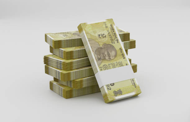 istock Indian Rupee 20 Currency Note Bundles - 3D Illustration 1373139918