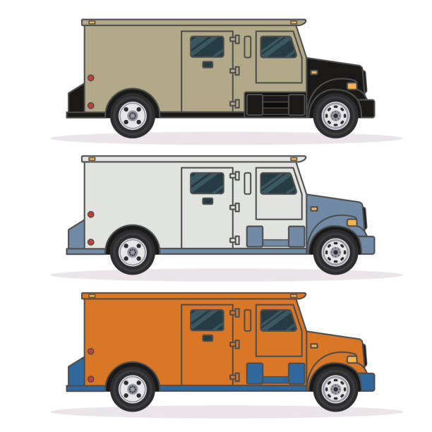Vector bank armored car or truck Armored car or truck. Vector illustration car side decals stock illustrations