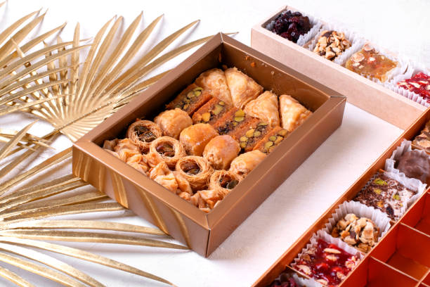 istock Collection of Eastern sweets in the golden box 1373145962