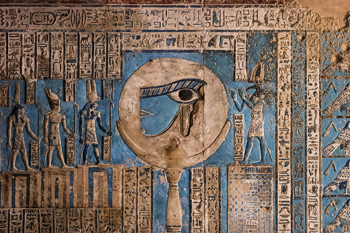 Egyptian hierogryphs from Dendara Temple, Egypt