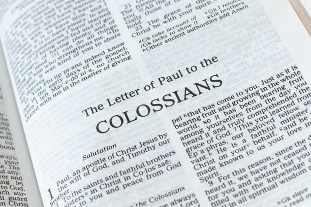 Colossians open Holy Bible Book close-up