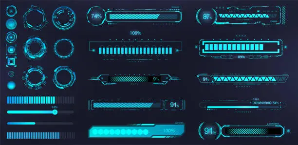 Vector illustration of Futuristic download progress bar HUD