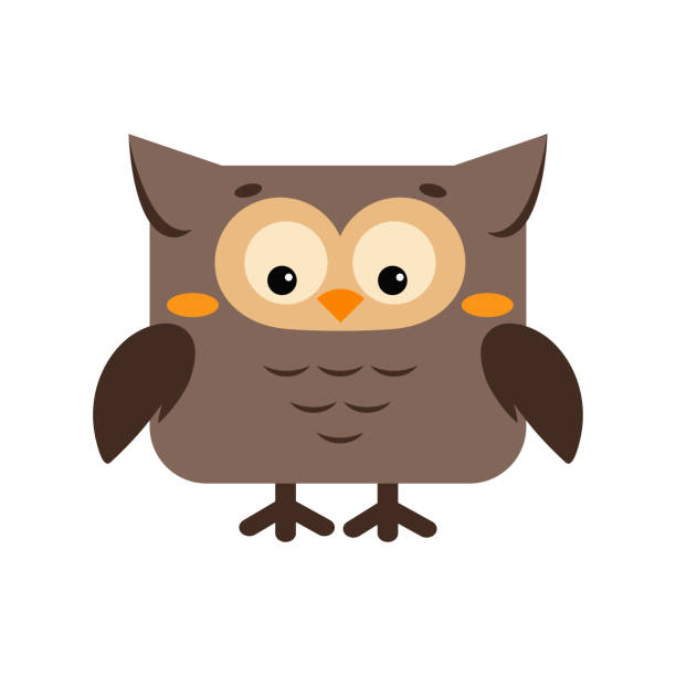 istock Square owl bird forest animal face icon isolated on white background. 1373154917