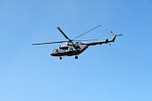 Mi-8 (NATO codification Hip), russian military helicopter in flight