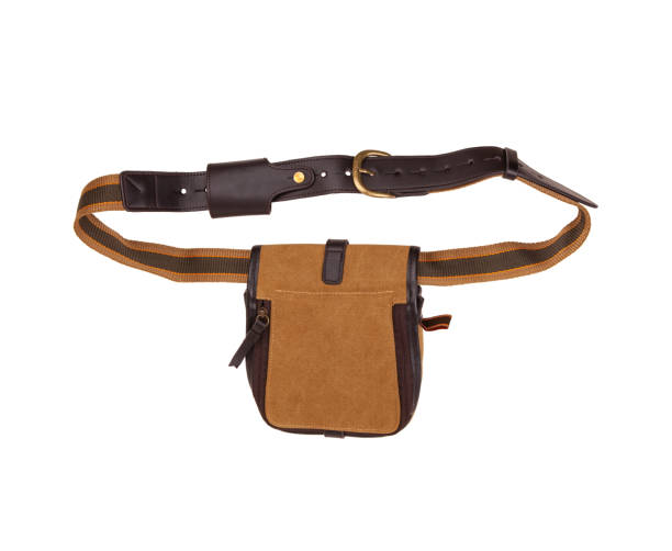 istock Small brown shoulder bag for hunting ammo. Isolate on a white background. 1373156663