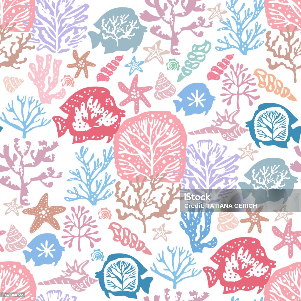 Sea Pattern Fish Pattern Sea Pattern 4 Stock Illustration - Download Image Now - Coral ...
