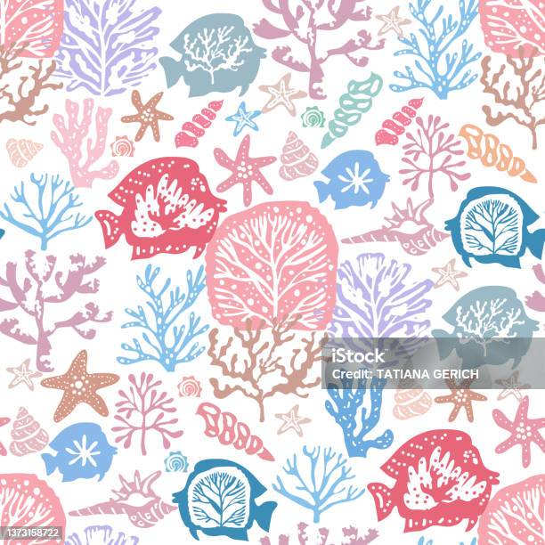 Sea Graphical Pattern Sea Pattern 4 Stock Illustration - Download Image Now - Coral ...
