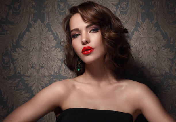 istock Beautiful woman with red lips 1373158908