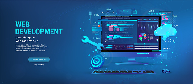 Creating Web Development Creation And Development Of Web Sites Stock Illustration - Download ...